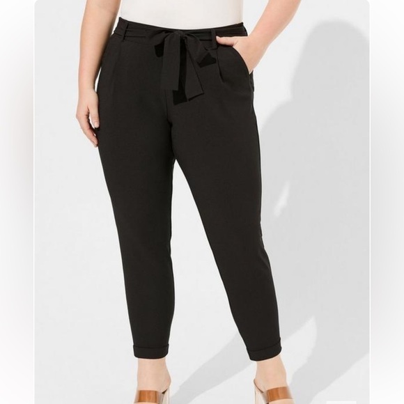 Torrid Studio by Torrid Pull-On Taper Stretch Crepe High-Rise Tie-Front Pant - Picture 2 of 9